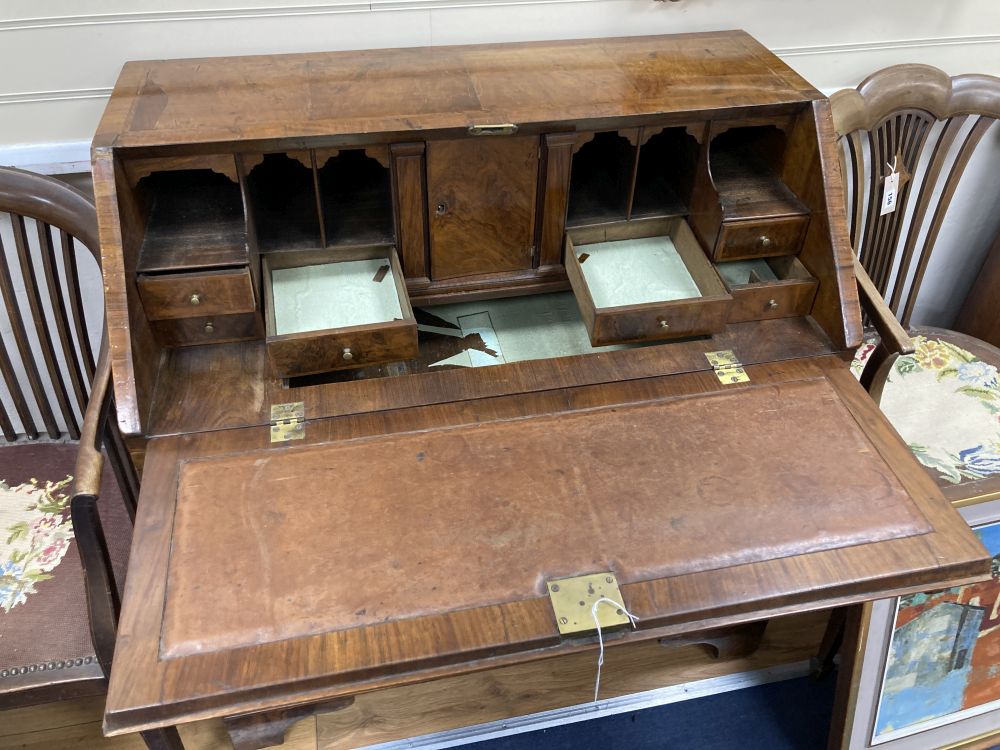 An 18th century walnut bureau, width 91cm depth 50cm height 99cm